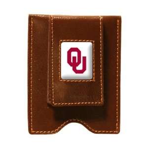   Sooners Brown Leather Money Clip & Card Case