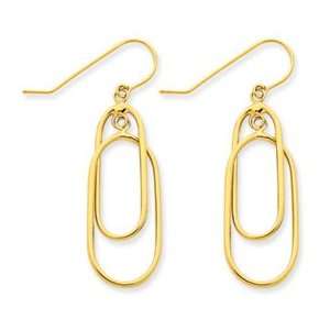  14k Gold Double Loop Dangle Wire Earrings Jewelry