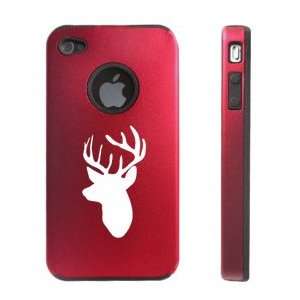 Apple iPhone 4 4S 4G Red D1596 Aluminum & Silicone Case Cover Deer 
