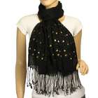 Dahlia Linen Fashion Hand Embroidered Flowers & Rivets Long Scarf 