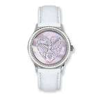   Adviser Watches Postage Stamp Pink Hearts White Leather Band Watch