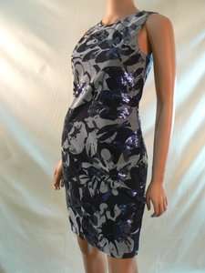 398 Elie Tahari Navy Blue Sequin Gwen Dress 0 UK4 NEW  