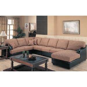 Sectional Sofa Couch Multi Color Weaved Chenille And Brown 