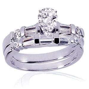   Pear Shaped Diamond Wedding Rings Set SI1 EGL Fascinating Diamonds