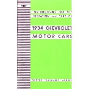1934 CHEVROLET MASTER PASSENGER MODELS Owners Manual
