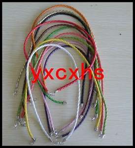 50 mix colours braided leather necklace w lobster clasp  