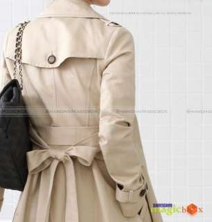 New Women Double Breasted Long Trench Coat Jacket #011  