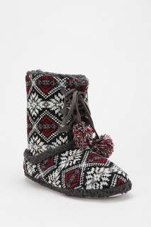 UrbanOutfitters  Grey Snowflake Lace Up Fair Isle Sweater Slipper