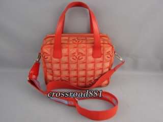 Auth Chanel Red New Travel Line 2 Way Bag Great  
