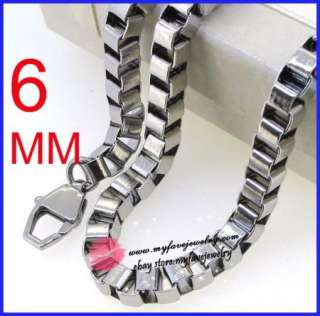 Mens 6mm Stainless Steel Box Chain necklace Gift  