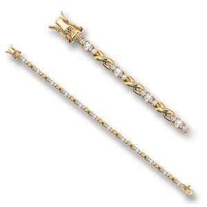  7 Inch Clear Cubic Zirconia Brass Gold Plated Bracelet AM 