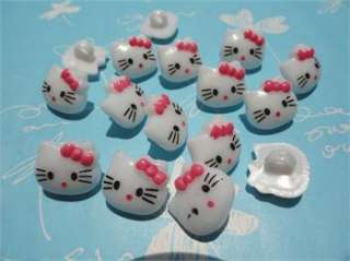 100x Fushia Bow Hello Kitty 14mm Plastic Buttons  