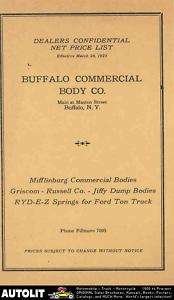 1923 Ford Model T Buffalo Truck Body Prices Brochure  