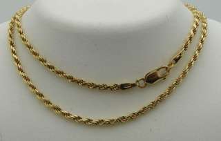 ROPE 18 INCH LONG NECKLACE SOLID 14K GOLD, 6.5g  