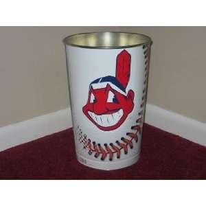 CLEVELAND INDIANS 15 Tall Tapered WASTEBASKET / GARBAGE CAN with Team 