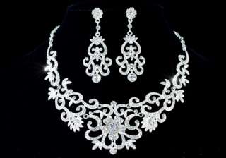   Party Vintage Style Queen Crystal Necklace Earrings Set AS1183  