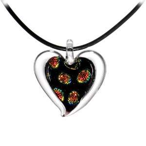  Orange Polka Dot Dichroic Heart Choker Necklace Jewelry