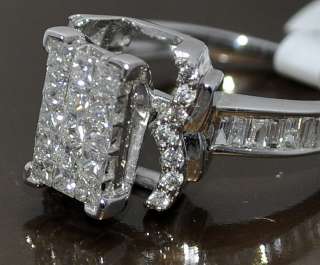 1ct Ring Engagement Wedding 14K White Gold Princess cut with Round 