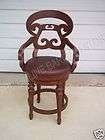 Frontgate Gabrielle Bar kitchen COUNTER BROWN Leather Barstool chair 