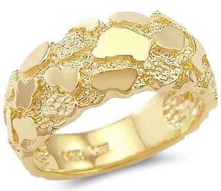 14k Solid Yellow Gold Mens Ladies Nugget Ring Band New  
