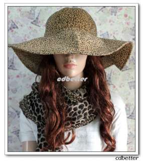 Quality leopard print pattern wide brim hat,