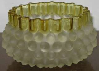 Antique Yellow & Opalescent Hobnail Glass Bowl  