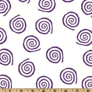  44 Wide Maisy Counts Swirls White/Purple Fabric By The 