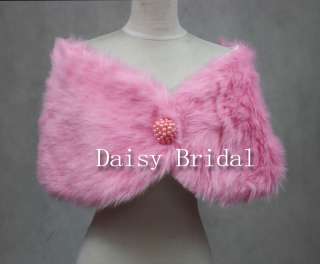 faux fur bridal wrap shrug stole shawl pink wedding 32  