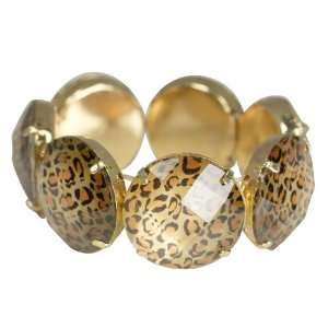  Leopard Print Gold Tone Stretch Bracelet Celebrity Silver 