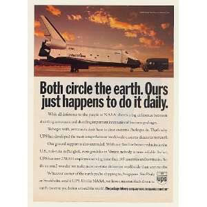 1993 NASA Space Shuttle UPS Truck Both Circle the Earth Print Ad 