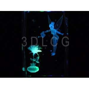  Disney Tinkerbell with Rose 3D Laser Etched Crystal S1 