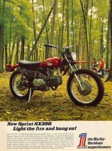 1971 Harley Davidson Sprint SX 350 Motorcycle Original Color Ad  