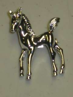   Cute And Heavy Silver Colored Horse/Colt Brooch Pin Marked 15 On Back