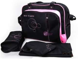   Fashion Diaper Nappy Bag Mummy Changing Shoulder Handbag Black Pink NW