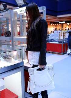White Fashionable Casual Lady Hobo PU leather handbag shoulder bag H12