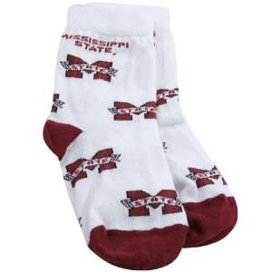   State Bulldogs White Infant Bootie Socks