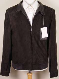 BRIONI JACKET $4285 DARK BROWN LEATHER/CASHMERE/SILK QUILTED BOMBER Lg 
