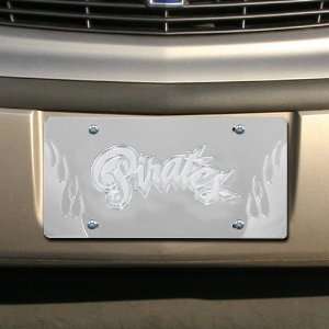   East Carolina Pirates Silver Mirrored Flame License Plate Automotive