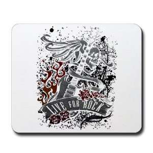  Mousepad (Mouse Pad) Live For Rock Guitar Skull Roses and 