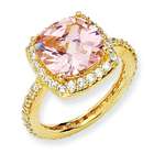 goldia Gold plated Sterling Silver Rose cut Pink CZ Square 18in 