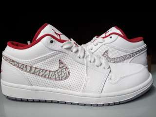   113] Mens Air Jordan 1 Phat Low White Varsity Red Cement Grey Sneakers