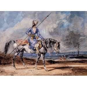   name A Turkish Man on a Grey Horse, By Delacroix Eugène  Home