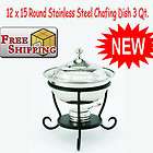 OLD DUTCH 12 X 15 ROUND STAINLESS STEEL CHAFING DISH 3 QT FUEL HOLDER 