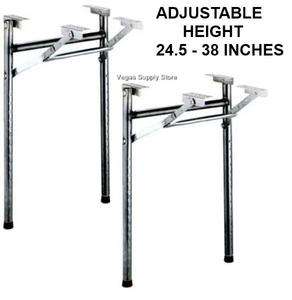 Black Metal Folding Adjustable Table Legs 24.5 to 38 inches Tall (Pkg 