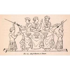   Saxons Dinner Servant Table   Original Wood Engraving