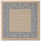 Couristan 76 Square Area Rug with Green Border in Natural Color