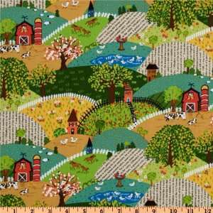  44 Wide Good Seasons Spring Pastoral Scenic Green Fabric 