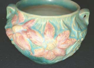 Roseville Pottery Green Clematis Jardiniere Vase 667 4  