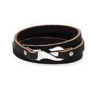 VistaBella Mens 24 Leather Hook Stainless Steel Wrap Bracelet