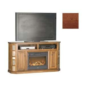   Entertainment Console with Fireplace   European Cherry